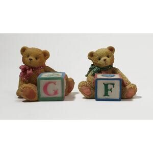 Vintage Enesco Priscilla Hillman Cherished Teddies F And G Block Figurines 1995